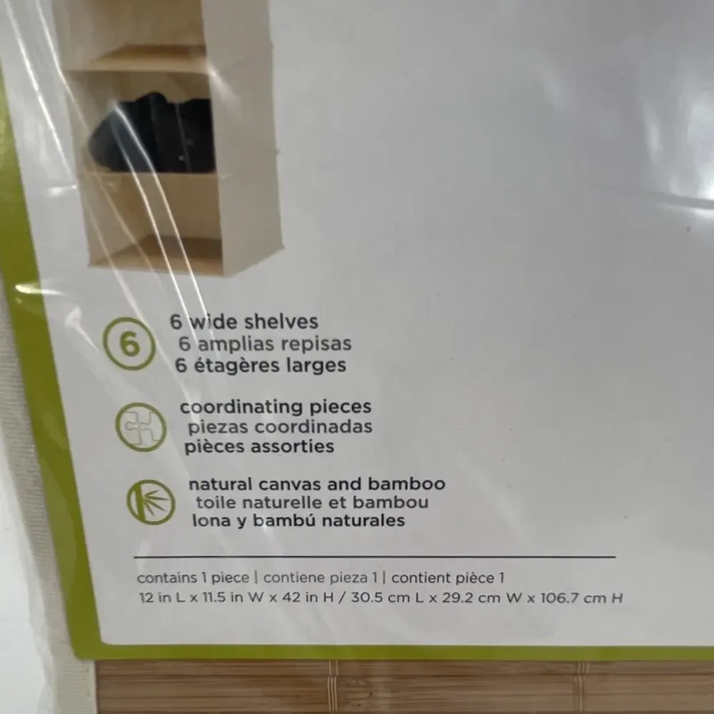 Honey-Can-Do Bamboo & Canvas Hanging Storage Organizer, 6-Shelf 12x11.5x42